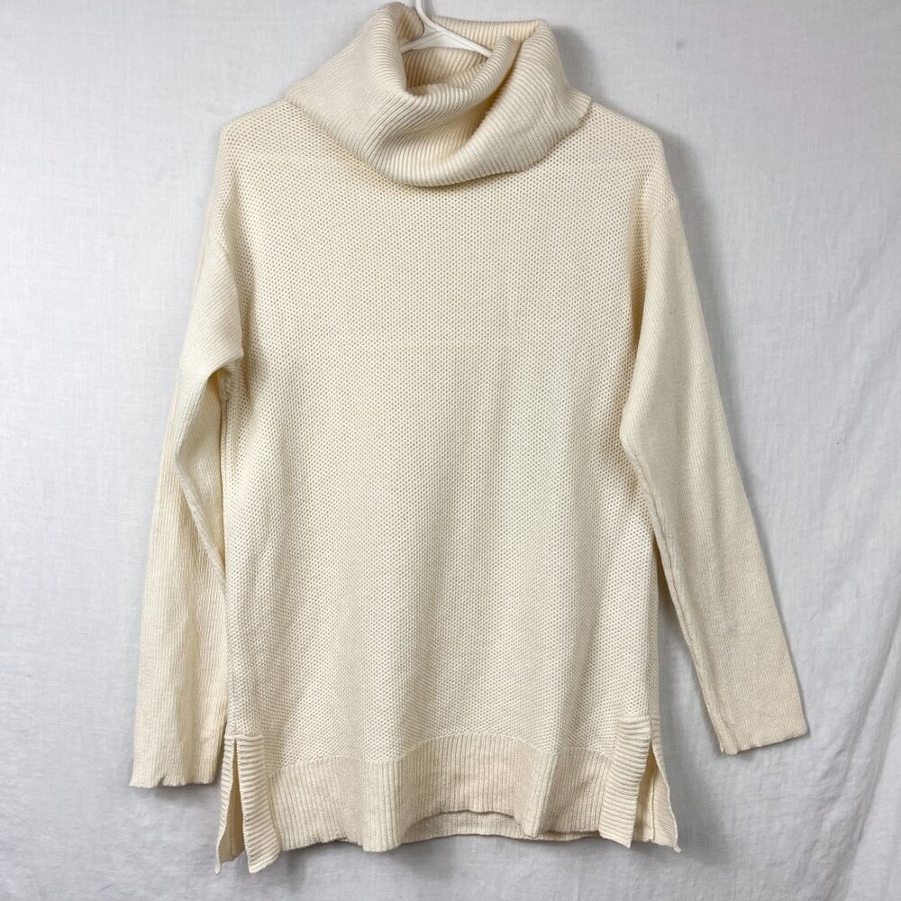 Talbots Lambswool Blend Cowl Turtleneck Knit‎ Sweater Womens M Soft Minimalist